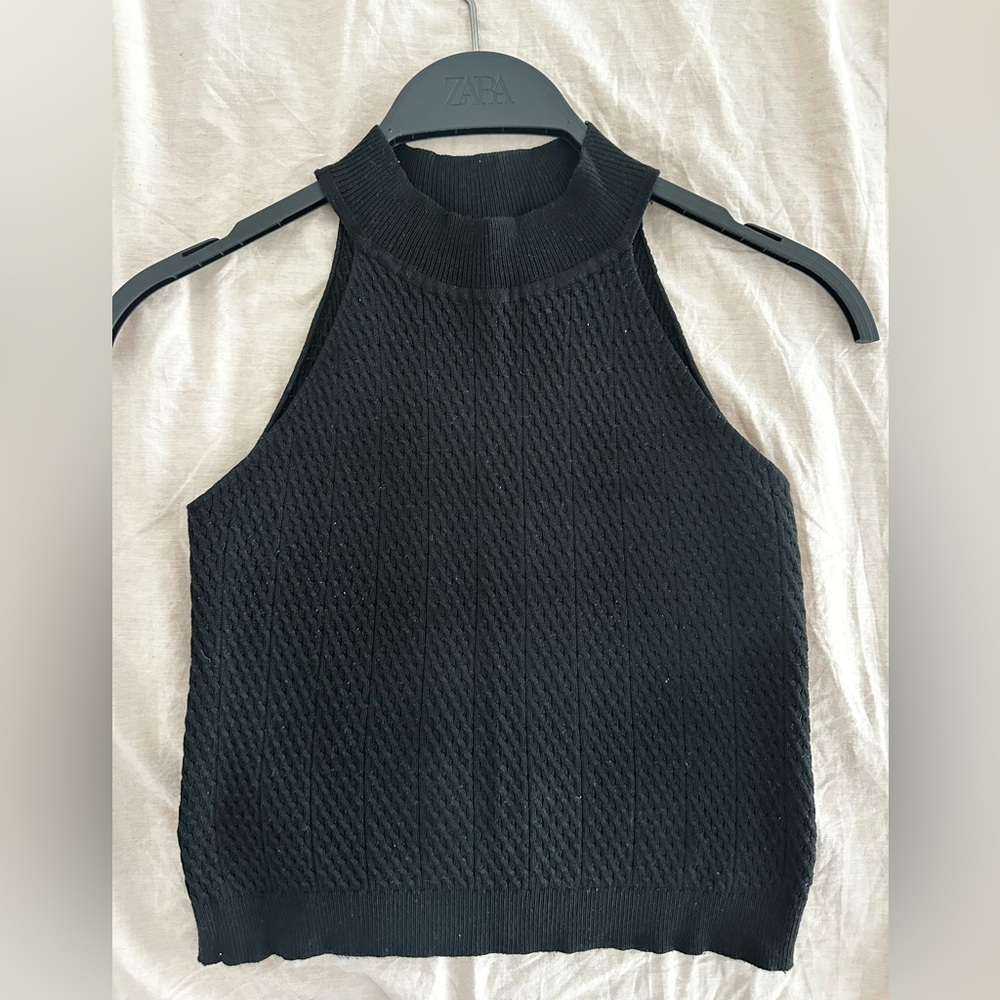 Zara Black Textured Tank Top